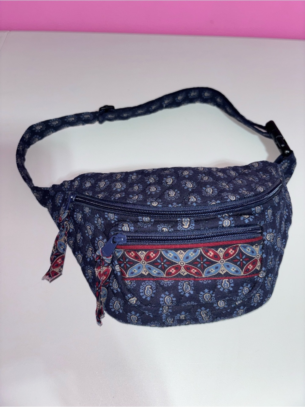 Vera Bradley Blue Paisley Quilted Belt Bag Fanny Pack Waist Pack